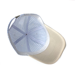 Cappello da Baseball a 6 Pannelli Non Strutturato con Stampa a Quadri Blu, Cappello da Papà in Cotone con Logo Personalizzato - Product Image 6