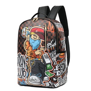 Mới nhất thời trang Trường túi văn phòng bagpack in túi máy tính xách tay PU da ba lô - Product Image 6