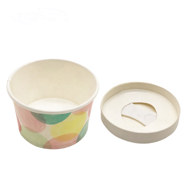 OEM Disposable Paper Yogurt Cup Paper Containers Ice Cream Cups Packaging Dessert Bowl for Takeaway
