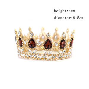 Tiara de diamantes de imitación grande redonda de estilo <span class=keywords><strong>baroco</strong></span>, accesorios para pastel, corona de diamantes de imitación para Navidad para decoración de flores o cabello - Product Image 2