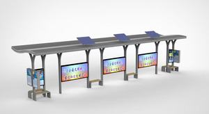 Luhao LH001 trạm xe buýt thông minh băng ghế dự bị LED chiếu sáng thiết kế chống thấm nước phong cách Hiện Đại Đồ Gỗ Ngoài Trời Có tính năng xe buýt dừng hệ thống hiển thị - Product Image 3