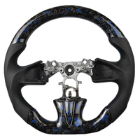 Volant de direction en fibre de carbone forgée de qualité supérieure, cuir lisse, surpiqûres bleues, pour Infiniti Q50, volant de direction de voiture