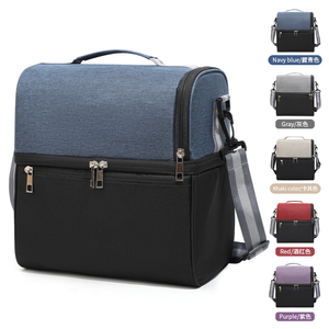 Sac isotherme bento portable personnalisé et coloré à double compartiment, avec feuille d'aluminium épaissie, pour sacs repas chauds transfrontaliers - Product Image 1