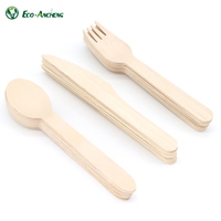 Couverts en bois biodégradables en vrac les plus vendus comprennent une fourchette à couteau en bois cuillère jetable