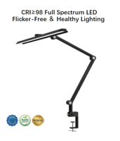 Lampe de bureau LED avec variateur tactile en métal, 95 CRI, design anti-éblouissement, idéale pour le bureau, l'étude, la chambre et le nail art