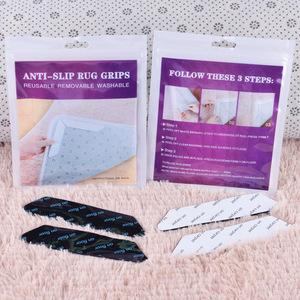 Autocollants antidérapants réutilisables et lavables pour tapis, patchs anti-bouclage, adhésifs de fixation pour tapis de sol, bande adhésive, patins d'angle - Product Image 1