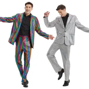 Men's Halloween Disco Laser Sequin Suit Costume for All Saints' Day TV & Movie Inspired Party Dress Men's ball suit