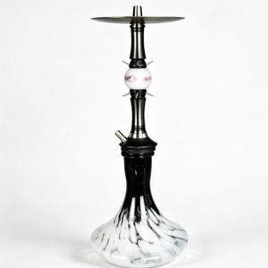 Set de Cachimba de Arte Metálico Árabe con Base de Vidrio con Textura de Mármol y Boquilla a Juego - Product Image 2