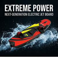 Planche de surf électrique LowMoq Jet Board Flame Stripe Scarlet Obsidian avec double sangle de pied, vitesse maximale de 65 km/h, scooter aquatique