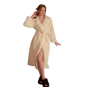 Bad Bademantel Super Soft Plain OEM Artikel Stoff Muster Home Dick Flanell Warme Pyjamas Robe Lounge wear Nachtwäsche für Frauen