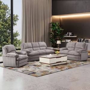 Juego de sofás de estilo moderno 3+2+1, con elegantes patas altas de madera y tela de lino transpirable, ideal para salas de estar y oficinas. - Product Image 2