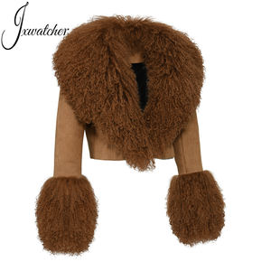 Женская укороченная замшевая куртка с длинными рукавами - Product Image 2