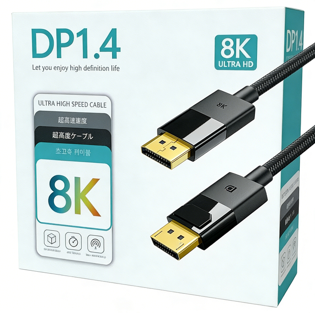 High Quality 8K DP Cables 1M 2M 3M 5M PVC Jacket DisplayPort Cable PC Laptop TV HDMI Connector 4K Resolution Audio Speaker