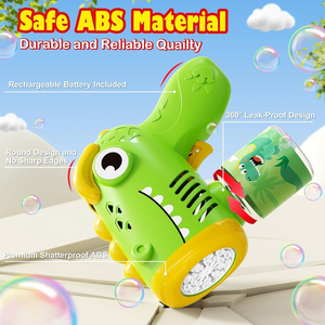 Máquina de Burbujas Automática de 20 Agujeros con Luces, Pistola de Burbujas de Dinosaurio Recargable para Niños - Product Image 5