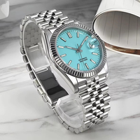 Reloj Formal Clásico para Hombre con Logotipo Personalizado, Movimiento SW200, Fecha, Esfera Azul, 36MM, Acero Inoxidable 316L, Reloj de Pulsera Mecánico Automático