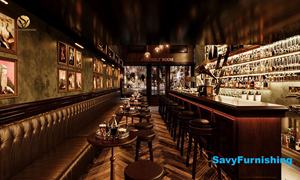 Design d'intérieur de <span class=keywords><strong>bar</strong></span> classique, mobilier de salon moderne de type <span class=keywords><strong>speakeasy</strong></span>, comptoir de <span class=keywords><strong>bar</strong></span> en bois, canapé et fauteuil vintage pour salon - Product Image 4