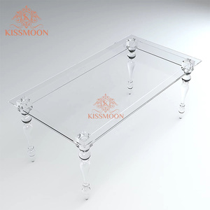 Hiện Đại Nhựa Trong Suốt Khách Sạn Hình Chữ Nhật Bàn Đám Cưới Thủy Tinh Hàng Đầu Acrylic Bàn Đám Cưới Cho Các Sự Kiện - Product Image 1
