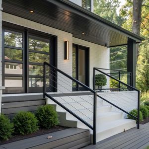 Ringhiera Moderna <span class=keywords><strong>per</strong></span> Terrazze con Cavi, Pali Verniciati a Polvere e Corrimano in <span class=keywords><strong>Legno</strong></span> – Elegante, Minimalista e Robusta <span class=keywords><strong>per</strong></span> Spazi Esterni di Lusso - Product Image 3