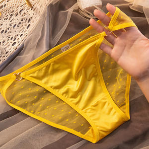 Japanese Style Low-Rise ODM Sexy Women's Underwear with Breathable Shiny Lace Peach Dot <b>Print</b> Nylon/Cotton <b>Material</b> - Product Image 4