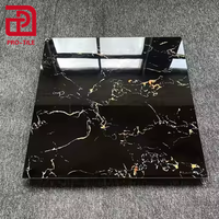 Offre Spéciale Carrelage Céramique Brillant Porcelanato 60x60 pour Sol, Carreaux de Porcelaine Effet Marbre Noir Standard