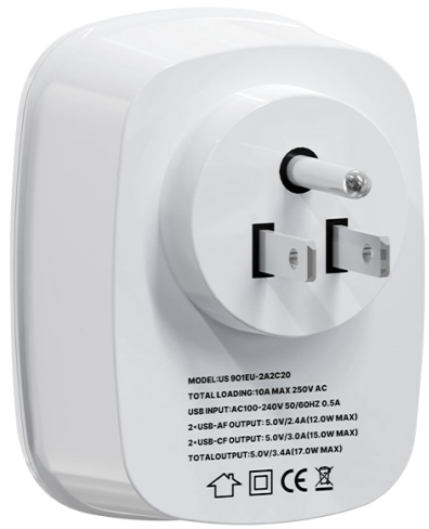 HONPNK US901UK-2A2C18 18W All Worldwide Charging Needs Universal Plug Socket for US Canada Japan Mexico Travel Adapter