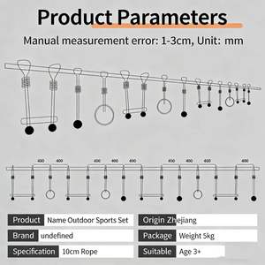 Ensemble d'<span class=keywords><strong>anneaux</strong></span> d'obstacles d'extérieur pour enfants en tissu Oxford, installation sans outil, équipement de fitness pour l'entraînement de l'intégration sensorielle - Product Image 6