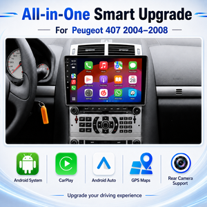 Radio para Auto Personalizada <span class=keywords><strong>de</strong></span> Fábrica, Pantalla Táctil IPS <span class=keywords><strong>de</strong></span> 9 Pulgadas, Bluetooth, Conexión Telefónica, Android Auto para Peugeot 407 2004-2008 - Product Image 1