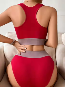 Vendita calda reggiseno e brevi <span class=keywords><strong>Set</strong></span> da donna traspirante costine Yoga senza soluzione di continuità <span class=keywords><strong>Set</strong></span> di reggiseno e mutandine sportive da donna - Product Image 4