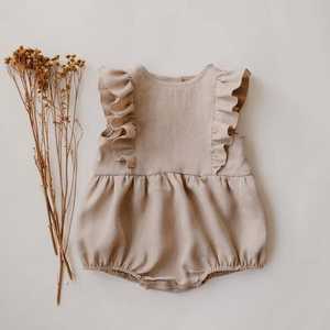 2025 Baby Baby Meisjes Jumpsuit Zomer Baby Pasgeboren Korte Mouwen Linnen Katoenen Romper - Product Image 3