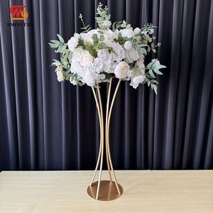 Centro de Mesa con Soporte para Flores de 80 cm, Diseño Delgado, Color Dorado, Decoración para Banquetes de Boda, Soporte para Flores de Mesa - Product Image 1