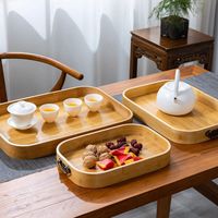 Plateau de rangement en bambou avec poignée en métal, lavable, réutilisable pour les collations, les fruits, les tasses à café, les tasses à thé, les gâteaux, le fromage, le pain