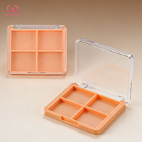 Palette à paupières rectangulaire rechargeable à 4 compartiments, couvercle transparent, nude, en ABS, pour fard à joues, illuminateur, correcteur, emballage cosmétique, logo personnalisé, OEM