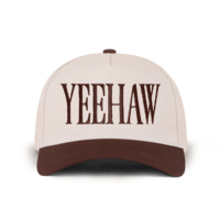 Gorra de Béisbol de Cinco Paneles con Visera Rígida, Personalizable de Fábrica, en Dos Tonos, con Bordado 'YEEHAW', Estilo Retro Casual Unisex