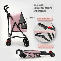 Poussette pour animaux de compagnie en métal de luxe, légère, pour chats et chiens, fabriquée en Chine, à un clic