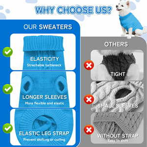 เสื้อสเวตเตอร์คอเต่าถักสำหรับสุนัขขายส่ง ออกแบบเองได้ เสื้อผ้าสัตว์เลี้ยงระบายอากาศได้ดี เสื้อสเวตเตอร์สุดหรูสำหรับสุนัขและแมวสำหรับวันหยุดฤดูหนาว - Product Image 4