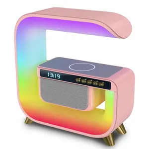 High Quality Wireless Multi-function Charging Stand Colorful Light Wireless Speaker Style 6 In 1 Mobile Charger