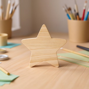 Base a Stella in Legno Ilan 10cm Spessore 5mm Forma Decorativa per Artigianato - Product Image 2