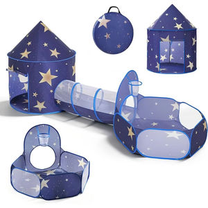 Tente de jeu d'intérieur 3-en-1 pliable et portable pour enfants, avec tunnel et château, pour balles océaniques, maisonnette de jeu pour bébés - Product Image 1