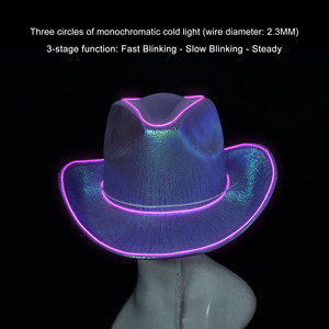Tùy chỉnh unisex ánh sáng lên mũ cao bồi nhấp nháy <span class=keywords><strong>EL</strong></span> vành vui vẻ hat cho đám cưới prom tiệc sinh nhật Halloween Giáng sinh phục sinh - Product Image 5