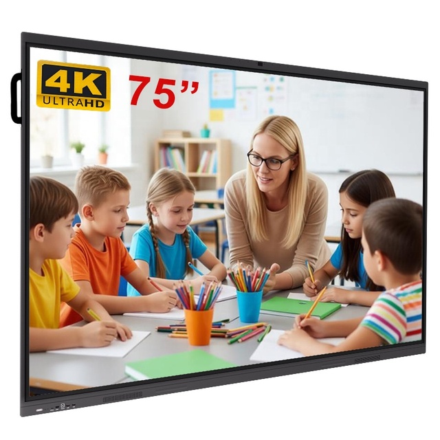 EDLA Certified 4K UHD 350nits High Brightness Dual OS IR Touch Interactive Flat Panel OEM Manufacturer for Education