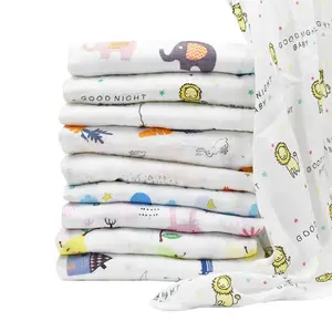 Hot Sale 100% Cotton Baby Swaddle Blanket 110*120cm Custom Printed Infant Baby Wrap Set Animal Bamboo Baby Blankets