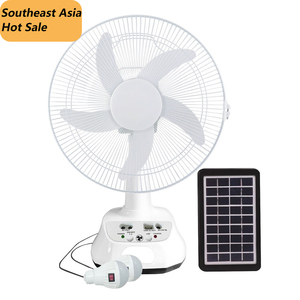 Southeast Asia Special Price 12 14 Inch With Light <b>Bulb</b> Solar Fan <b>Rechargeable</b> Desk Fan Emergency Fan GF21W Solar Fan - Product Image 5