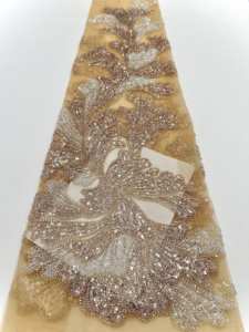 HongLong 2025 Green Background <strong>Fabric</strong> Sequins <strong>Heavy</strong> <strong>Lace</strong> Beaded <strong>Lace</strong> <strong>Fabric</strong> Embroidery Full Pearl <strong>Lace</strong> <strong>Fabric</strong> - Product Image 5