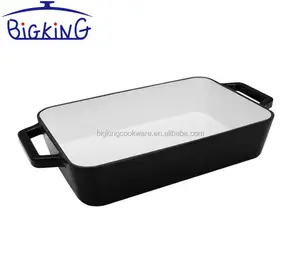 Rectangular Cast Iron Roasting Pan Home Cookware Roaster Baking Dish