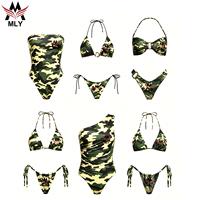 MLY Private Label Zwemkleding Halter Textuur Print Kleur Dames Bikini Sets Sexy Badkleding