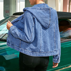 <span class=keywords><strong>Veste</strong></span> en <span class=keywords><strong>jean</strong></span> ample et décontractée de couleur unie pour femmes, printemps, avec poches inclinées, <span class=keywords><strong>veste</strong></span> en <span class=keywords><strong>jean</strong></span> à capuche - Product Image 2