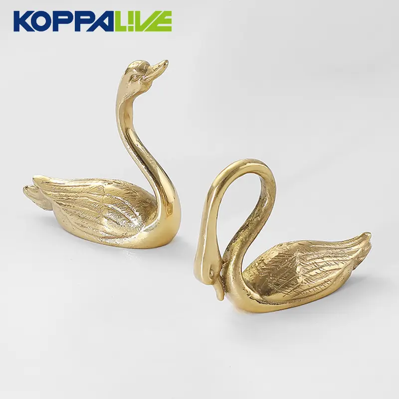 Koppalive Solid Brass Little Swan Handle Knob Furniture Hardware Decoration Animal Drawer Cabinet Swan Knobs