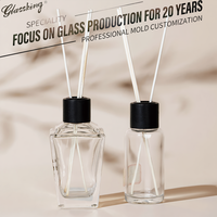 Bouteilles diffuseuses en verre facetté carré sans plomb, personnalisables en usine, de 50 ml à 300 ml, récipients d'aromathérapie, logo et couleur personnalisés disponibles