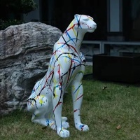 Statue en fibre de verre en résine grandeur nature conçue sur mesure Figurine d'animal d'intérieur extérieur léopard Sculpture décorative pour Pop Art