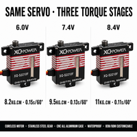 Servomoteur sans noyau Slim 11kg XQ-POWER XQ-S2210F, couple élevé, étanche, boîtier en aluminium CNC, 10mm, pour planeur RC, 8.4V